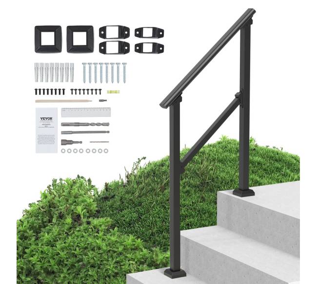 Lauko turėklai senjorams juodi iš plieno0