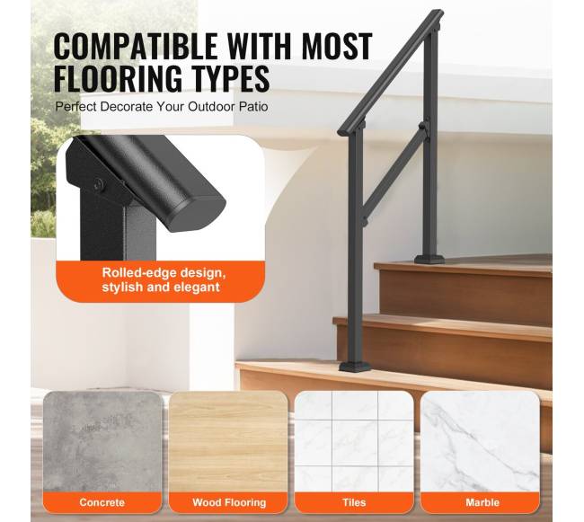 Lauko turėklai senjorams juodi iš plieno4