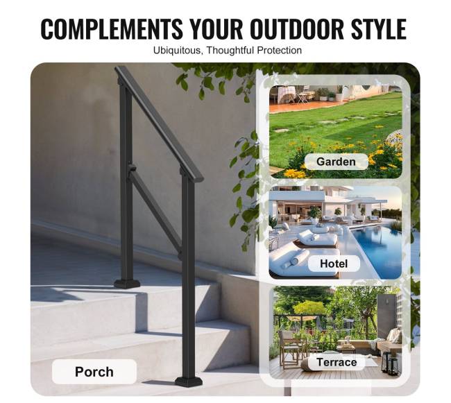 Lauko turėklai senjorams juodi iš plieno5