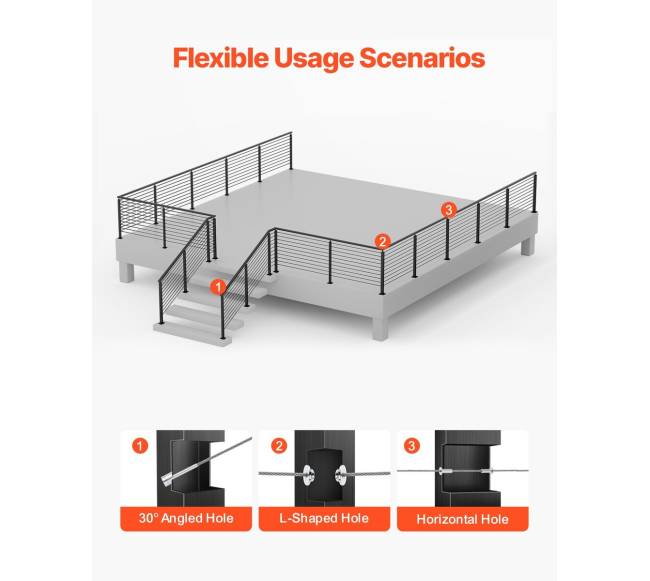 Horizontalus kabelinis turėklų stulpas4