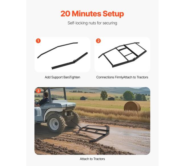 74 colių plieninė vilktinė akėčios ATV UTV4