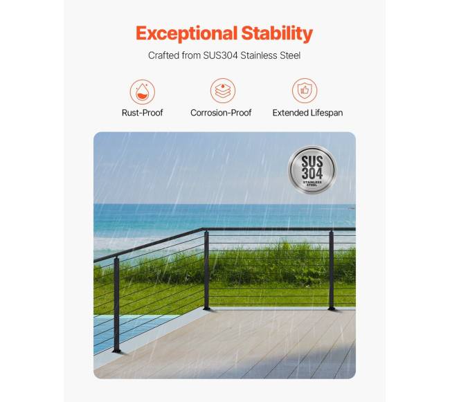 Vevro kabelinė turėklo kolona 91x5x5 cm su L formos angomis2