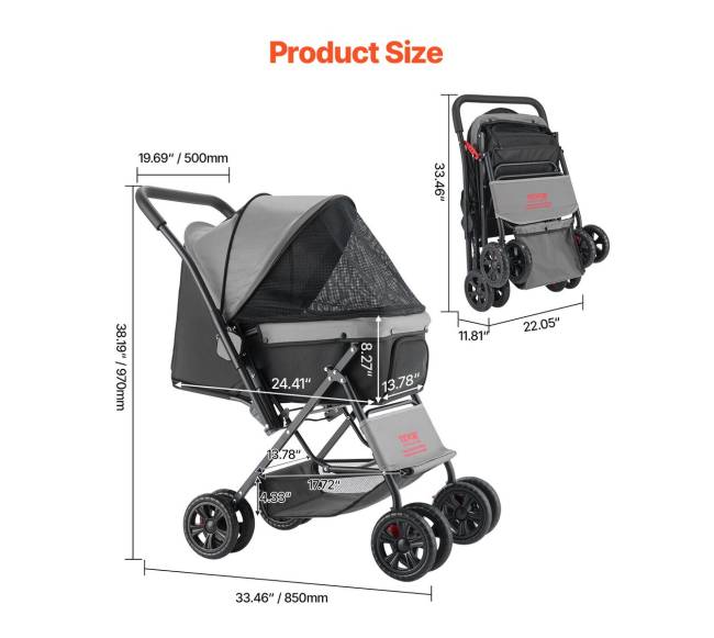 Sulankstomas augintinio vežimėlis su keturiais ratais1