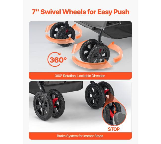 Sulankstomas augintinio vežimėlis su keturiais ratais6