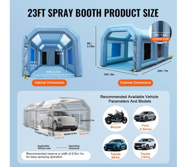 Pripučiama dažymo palapinė su filtru 7x4x2.75 m7