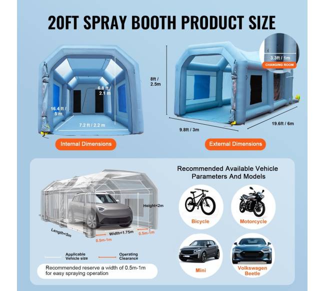 Pripučiama dažymo palapinė su filtru 6x3x2.5 m7