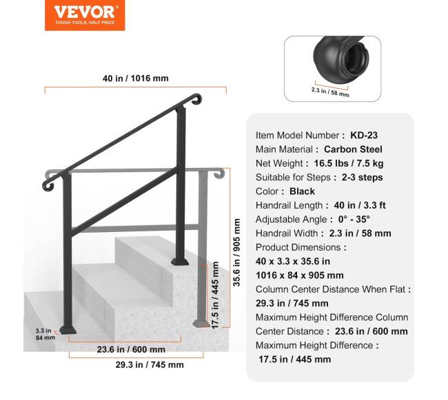 2-3 laiptų turėklai lauko laiptams prie verandos6