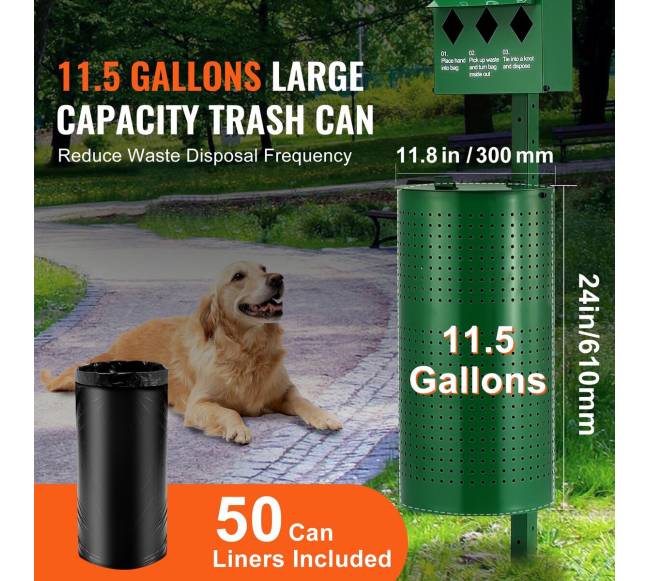 Šunų atliekų stotelė 43L su 600 maišeliais3