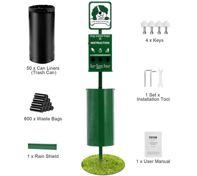 Šunų atliekų stotelė 43L su 600 maišeliais8