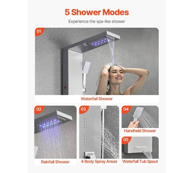 Dušo sistema su lietaus galvute 5 režimai2