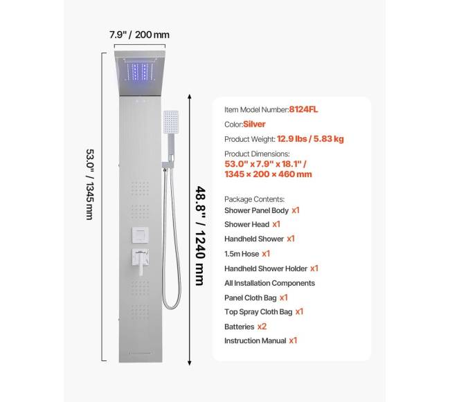 Dušo sistema su lietaus galvute 5 režimai6