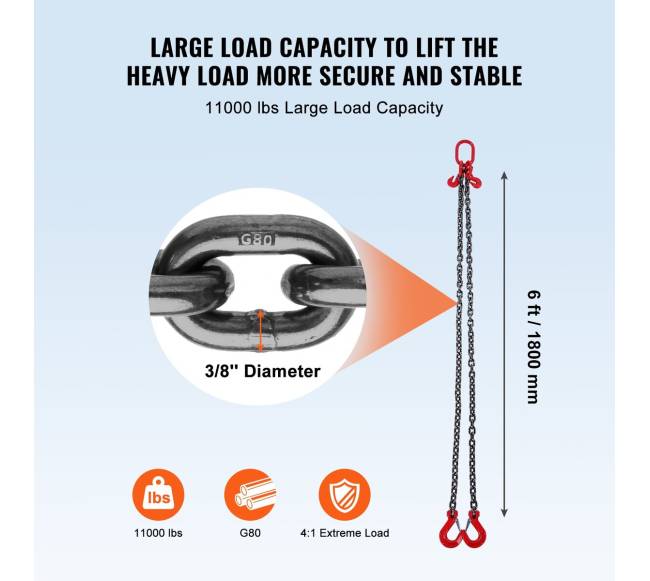 G80 dvikojė grandinė su kabliais 180 cm2
