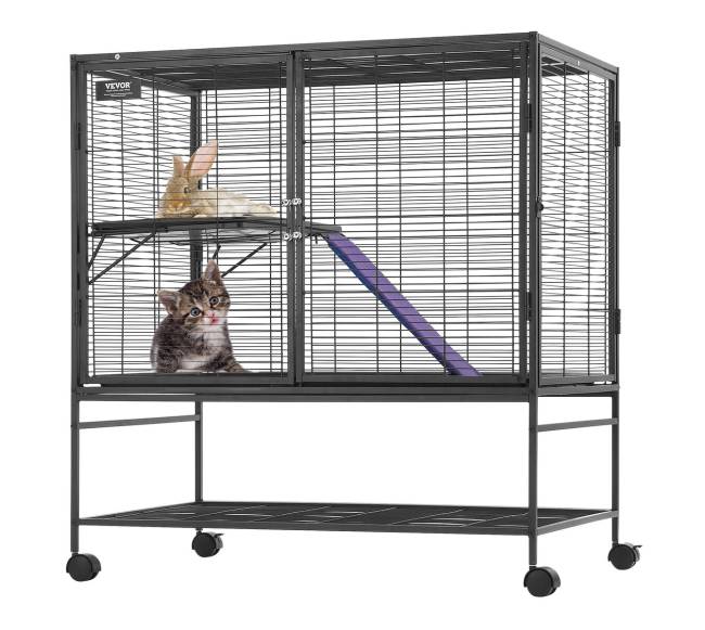 Mažas gyvūnų narvas ant ratukų 2 aukštų0