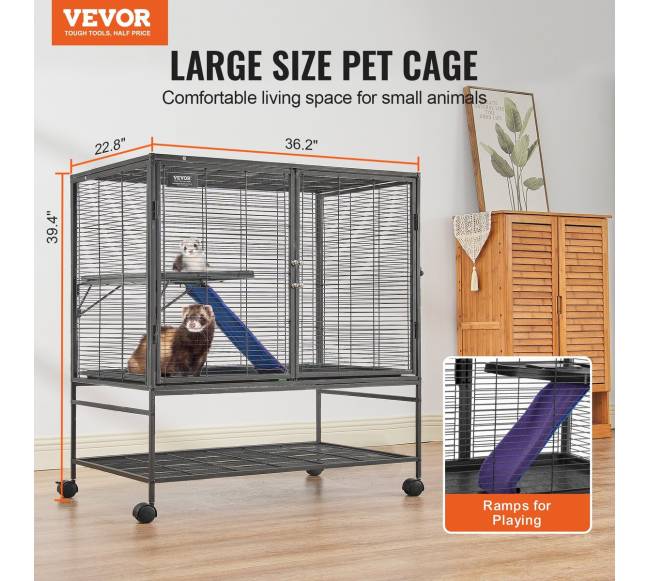 Mažas gyvūnų narvas ant ratukų 2 aukštų1