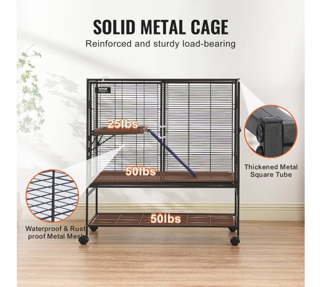 Mažas gyvūnų narvas ant ratukų 2 aukštų3