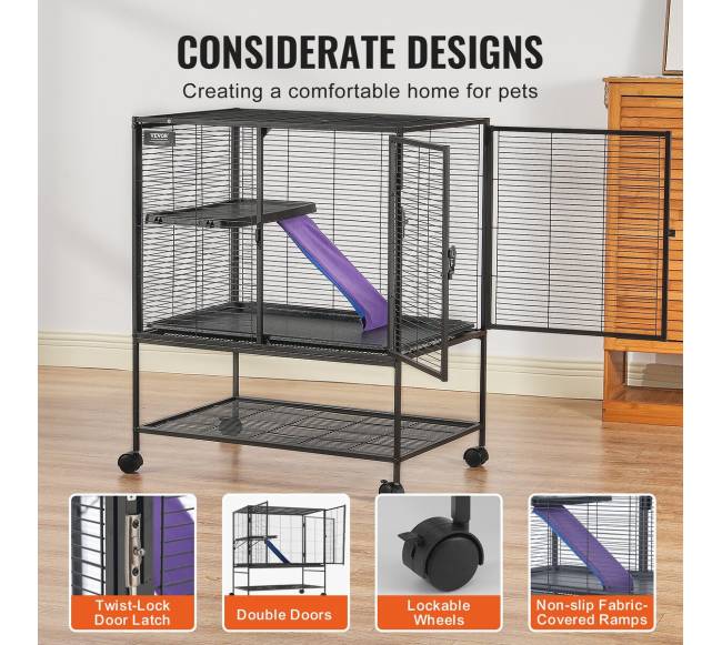 Mažas gyvūnų narvas ant ratukų 2 aukštų5