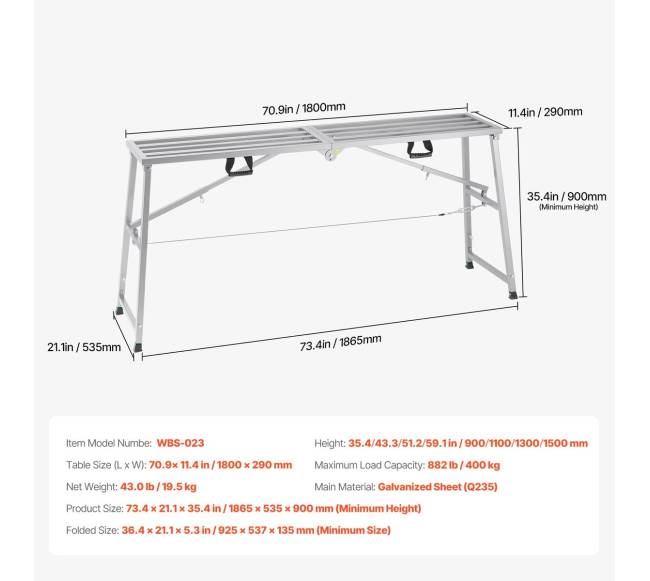 Reguliuojama darbo platforma su 360 kg apkrova6