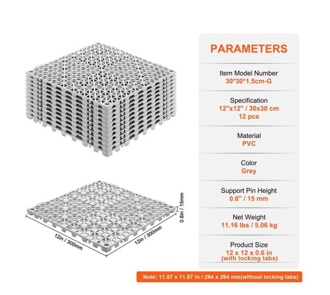 Sujungiamos drenažo grindų plytelės, 12 dalių6