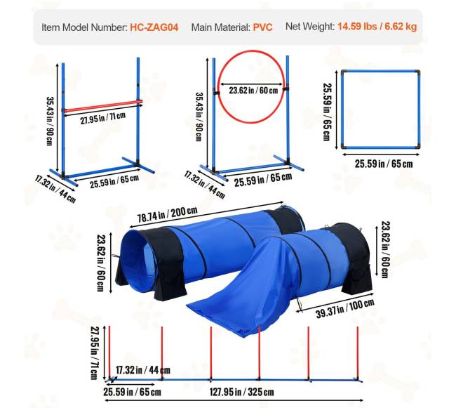 Šunų vikrumo treniruočių įranga - 7 dalių komplektas6