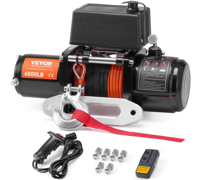 Elektrinė gervė sunkvežimiui su sintetiniu lynu ir nuotoliniu valdymu0