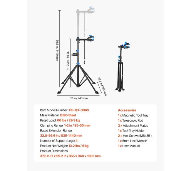 Dviračių remonto stovas su įrankių dėklu6