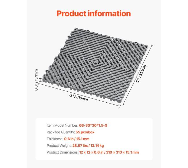 Modulinis grindų kilimėlis su drenažu 30 x 30 cm6