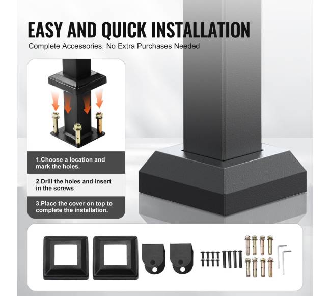 Lauko turėklai 2-3 laiptams juoda plieninė sija3