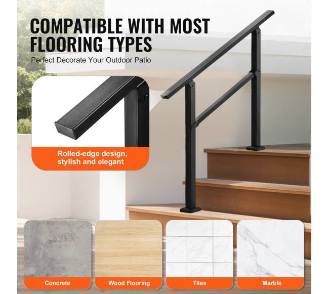 Lauko turėklai 2-3 laiptams juoda plieninė sija4