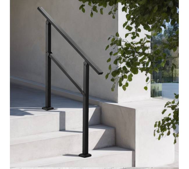 Lauko turėklai 2-3 laiptams juoda plieninė sija7