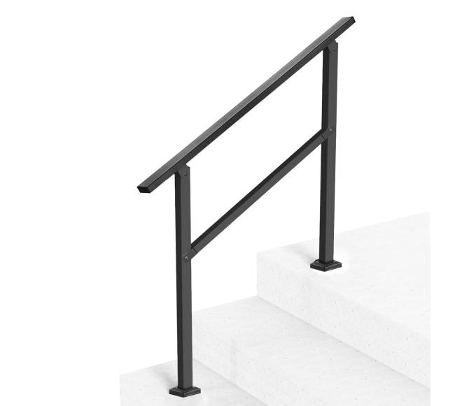 Lauko turėklai 2-3 laiptams juoda plieninė sija8