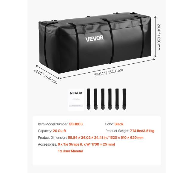 Vandeniui atspari krovinių maišas automobiliui6