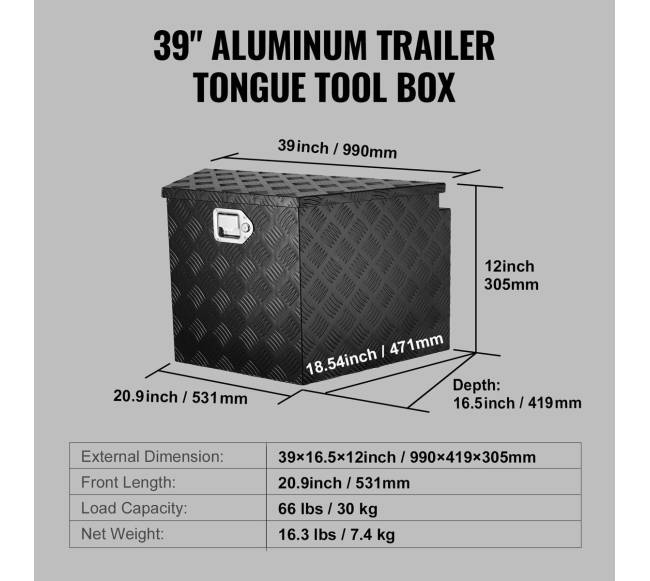 Priekabos dėžė aliuminė 39x16.5x12 col.6
