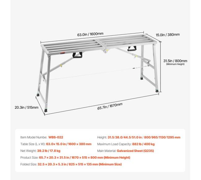 Reguliuojamo aukščio darbo platforma 400 kg6