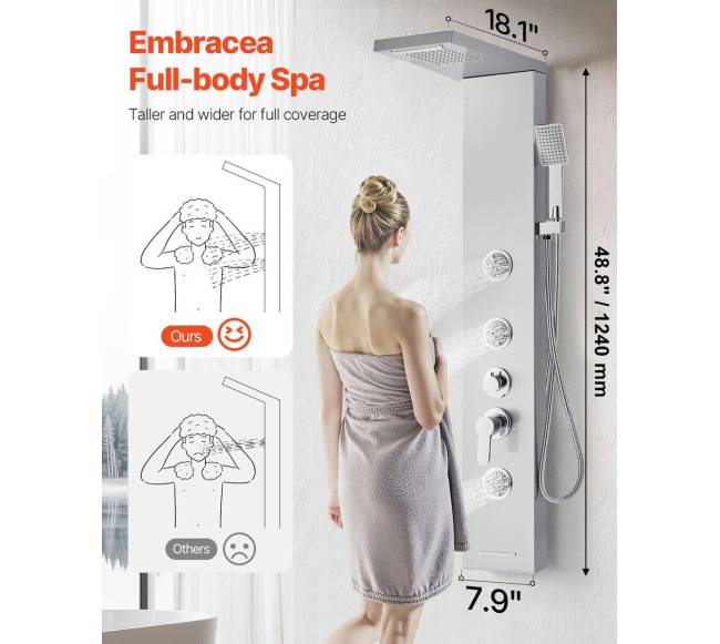 Dušo panelės sistema su masažo purkštukais1