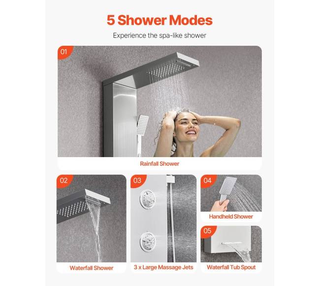 Dušo panelės sistema su masažo purkštukais2