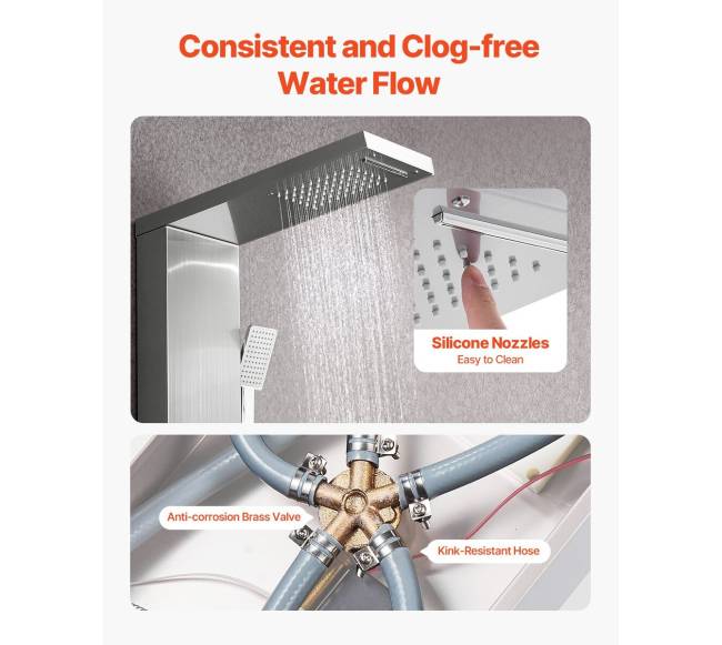 Dušo panelės sistema su masažo purkštukais4