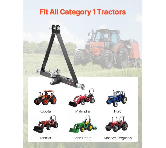 Trijų taškų 5 cm prikabinimo adapteris 2721 kg talpos1