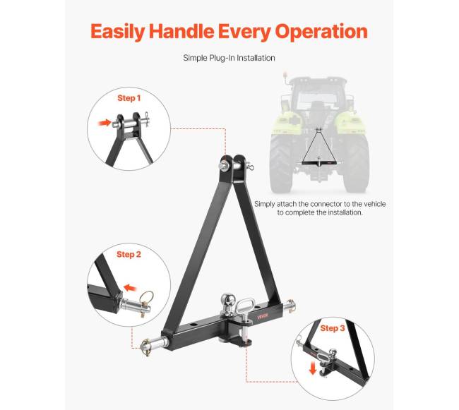 Trijų taškų 5 cm prikabinimo adapteris 2721 kg talpos5