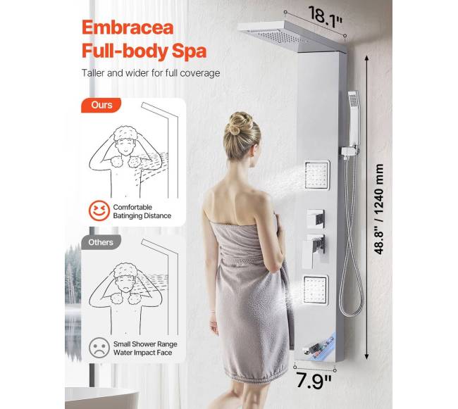 Dušo panelės sistema su lietaus galvučių masažu1