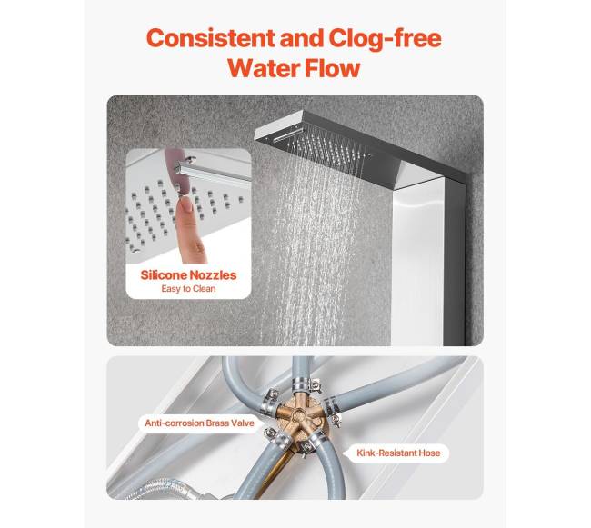 Dušo panelės sistema su lietaus galvučių masažu4