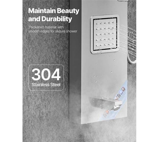 Dušo panelės sistema su lietaus galvučių masažu5