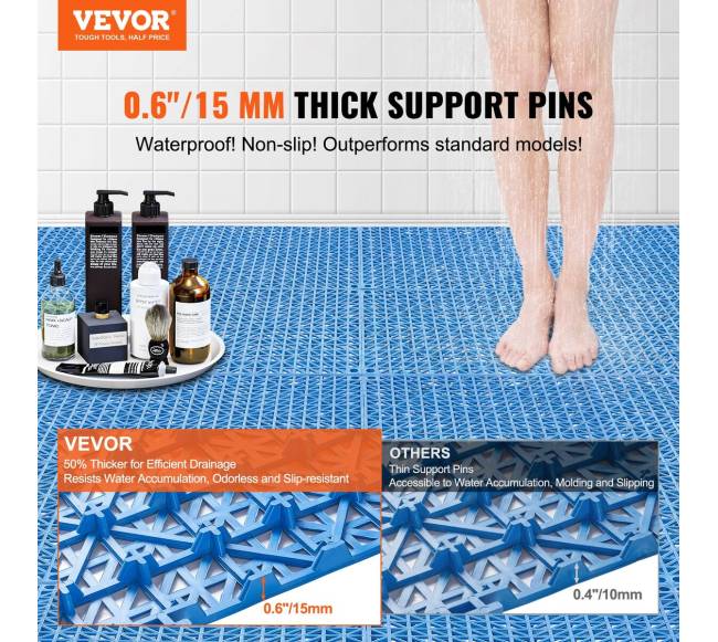 Į žemę įleidžiamos kilimėlių plytelės, 50 vnt., 30x30 cm, mėlynos1