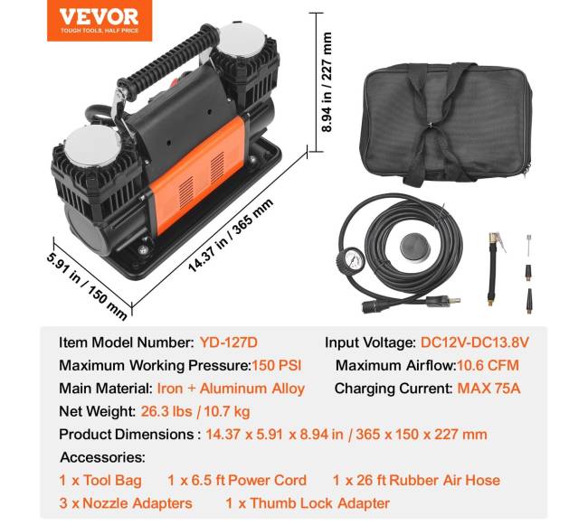 12V 10.6 CFM dviejų cilindrų oro kompresorius6