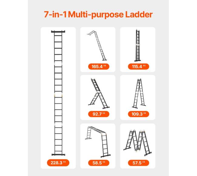 Daugiafunkcinės sulankstomos kopėčios 7-in-1 darbams1