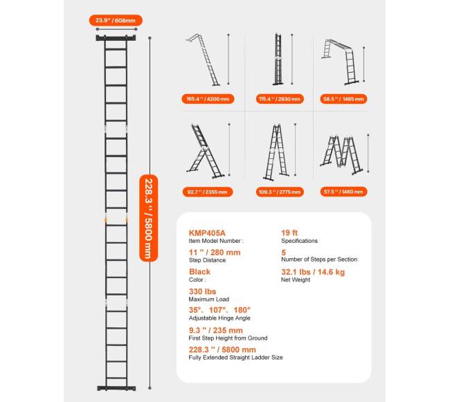 Daugiafunkcinės sulankstomos kopėčios 7-in-1 darbams6