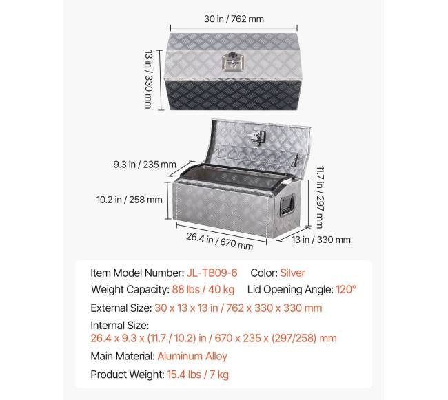 Aliumininė įrankių dėžė pikapams ir RV6