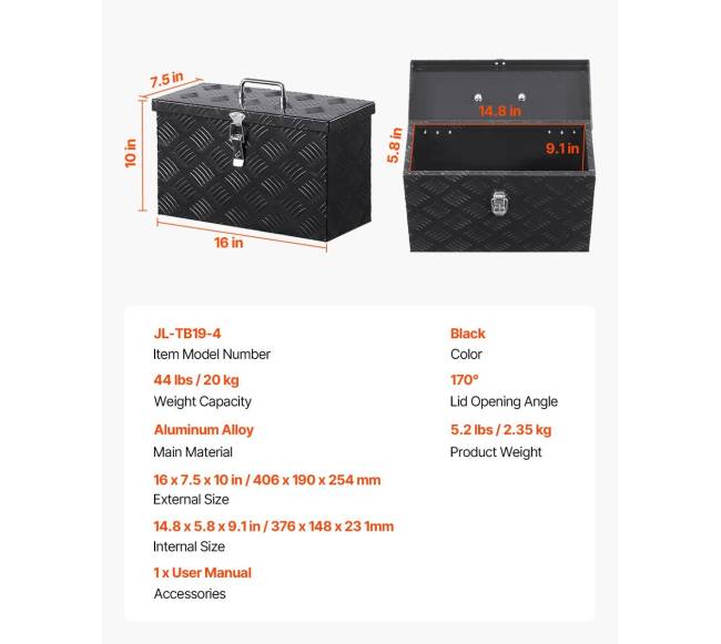 Juodas aliuminio įrankių dėklas sunkvežimiui6