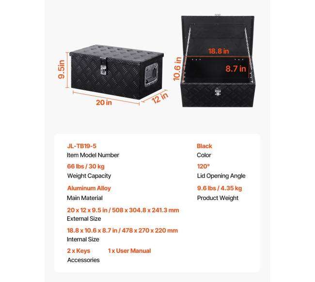 20x12x9,5 cm aliumininė įrankių dėžė6