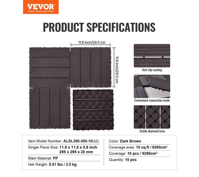 Terasos plytelių rinkinys 12x12 cm6