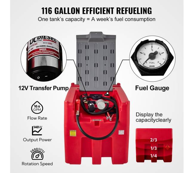 Nešiojamas dyzelinis bakas 440 litrų, 10 GPM2